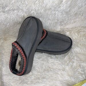 UGG Charcoal Slippers with Red Accents